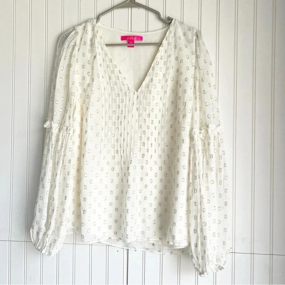 Lilly Pulitzer Size 4 Cleme Metallic-Dot Blouse - Picture 8 of 12